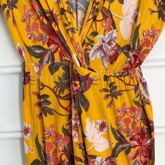 &‎ Other Stories Faux Wrap V-Neck Floral Mini Dress Yellow Size 6 - Picture 4 of 16